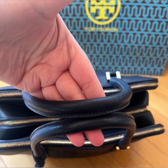 Tory Burch Navy Thea Triple-Zip Satchel - Picture 8 of 15